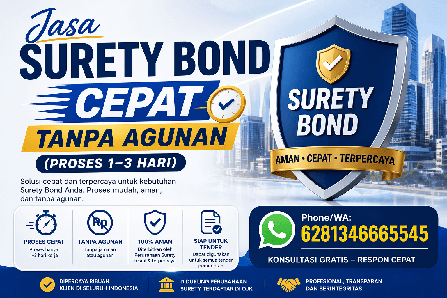 Jasa Surety Bond Cepat Tanpa Agunan (Proses 1–3 Hari)
